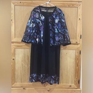 Catherine’s Black label Elegant Black and Purple Dress shacket set outfit Sz 3X